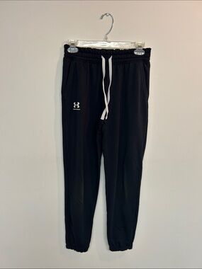 Under Armour Youth Black Jogger Pants with White Drawstring